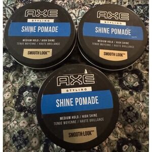(3) New AXE Styling Shine Pomade Smooth Look Cream - 2.64oz Each Can